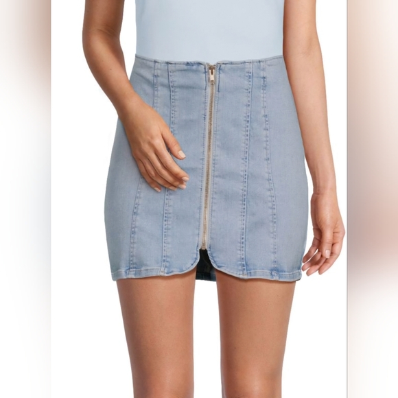 Free People Layla Zip Denim Mini Skirt NWT size 12 - Picture 2 of 10
